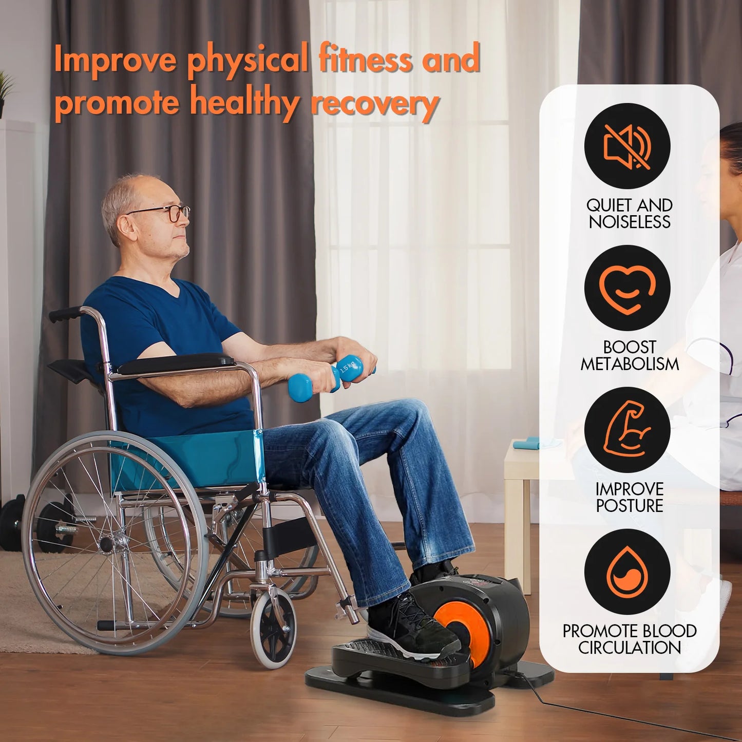 Gamewiu Under Desk Elliptical Machine Seated Leg Exerciser 12 Adjustable