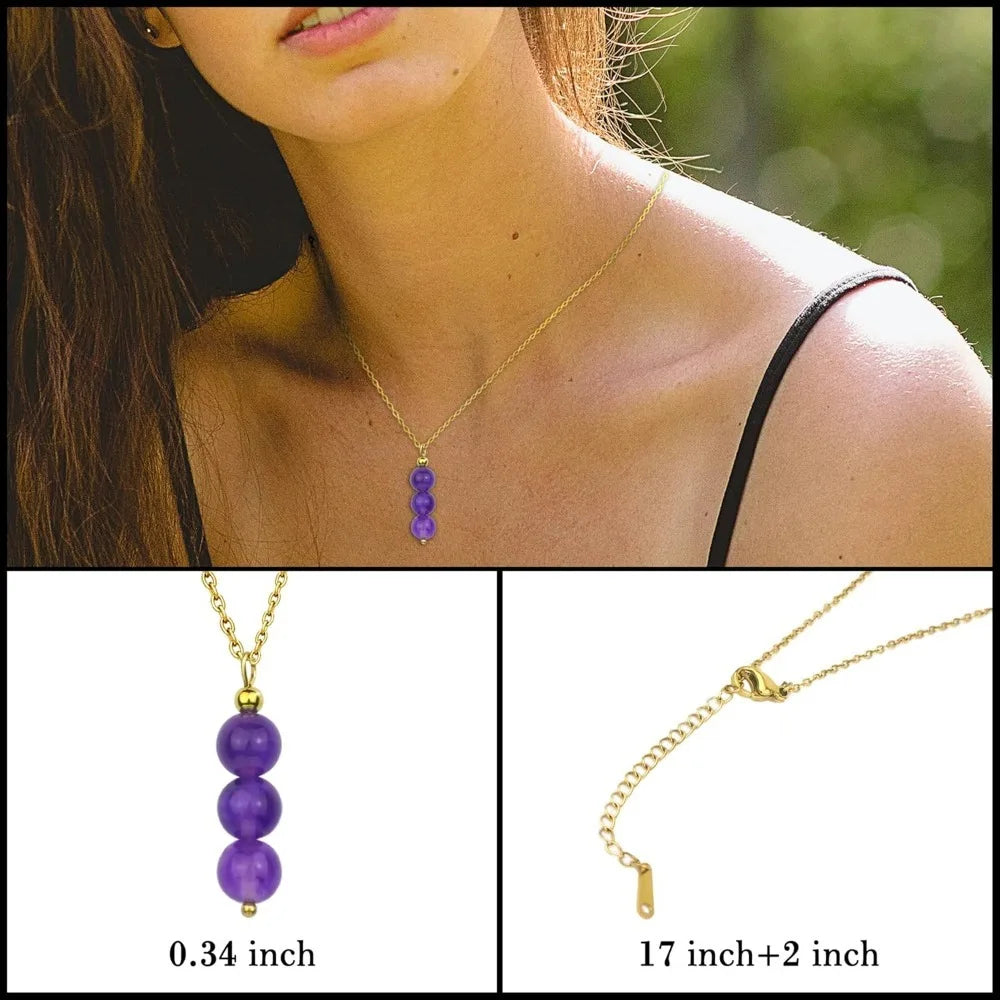 Zhejiang Amethyst Necklace 14K Gold Filled Crystal Pendant Birthstone