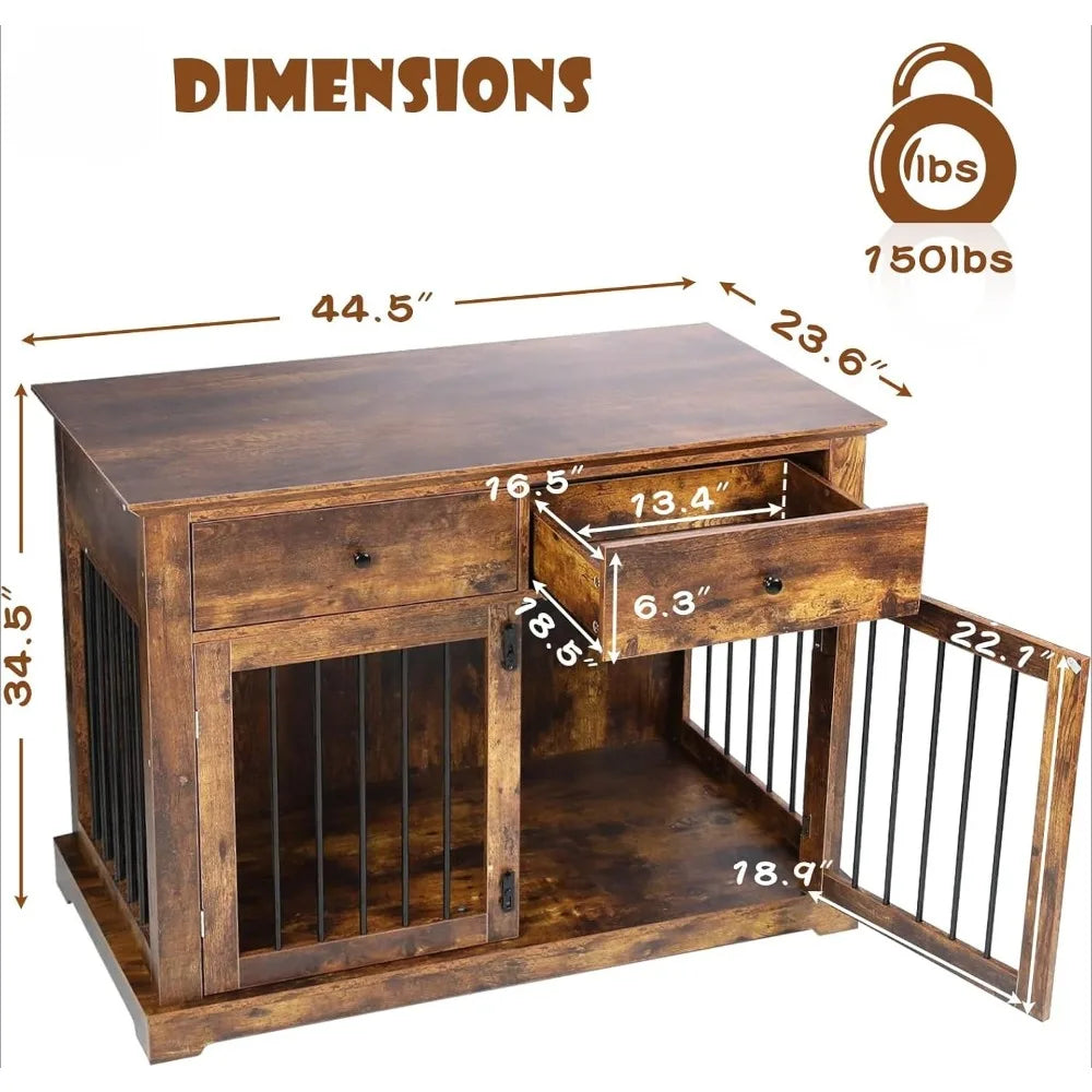 HUANZHUANG PremiumDurableIndustrial Wooden Dog Crate End Table With Lockable Drawers