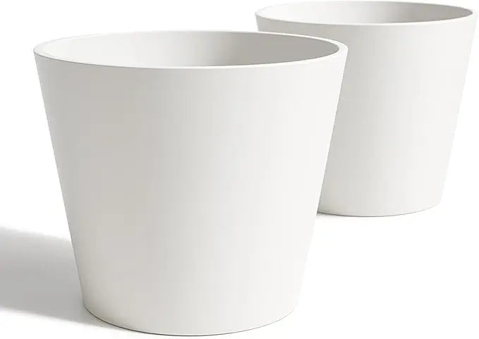 PremiumIndustrialResinStonePlanter TwoPack ExtraWide WeatherResistant Outdoor Pots