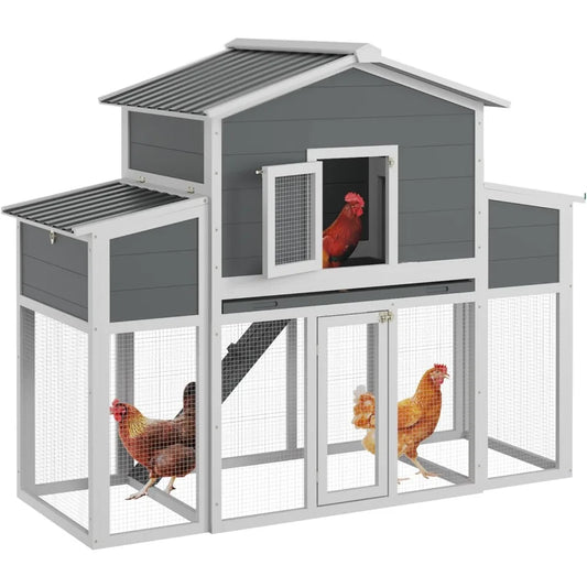 Wooden Chicken Coop for Outdoor Run With Nest Boxes