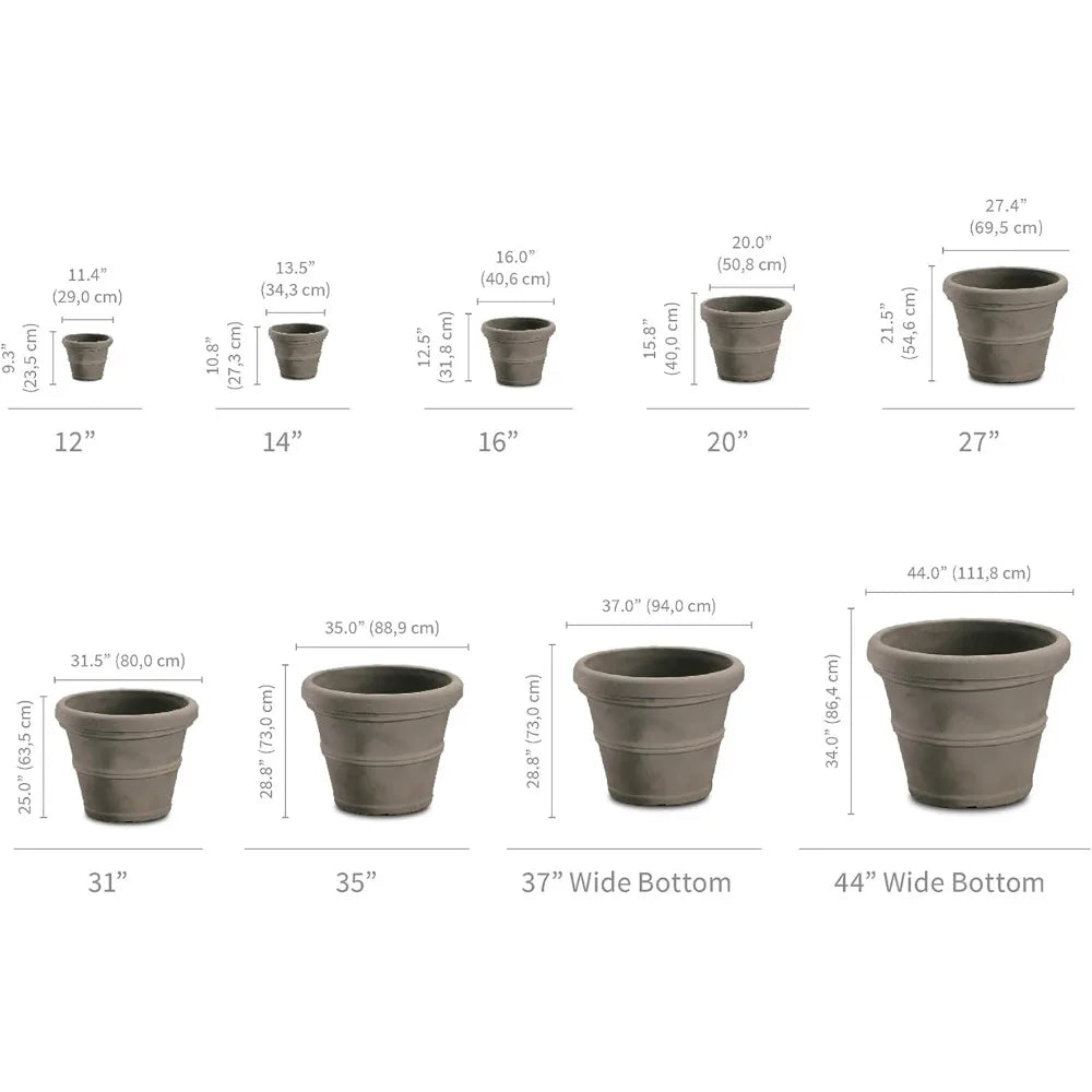 Brunello Classic Rolled Rim Planter Indoor Outdoor Weather Safe