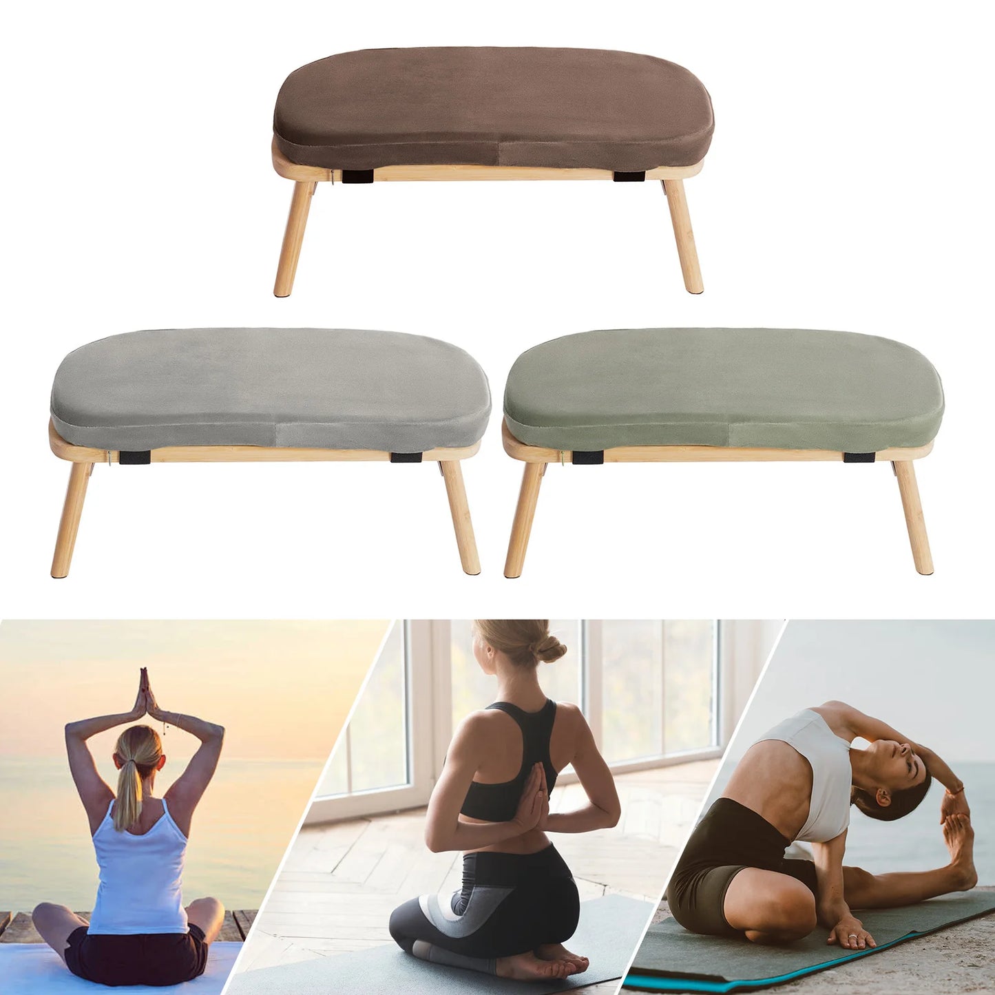 Bymaocar Foldable Ergonomic Meditation Bench Kneeling Stool