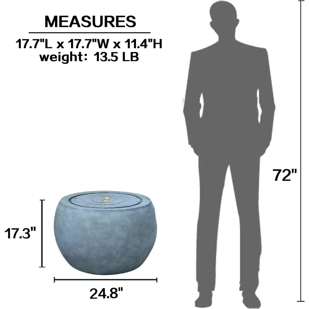 Tankana Garden Water Fountain Outdoor Round Bubbler Water Feature With Lights And Pump