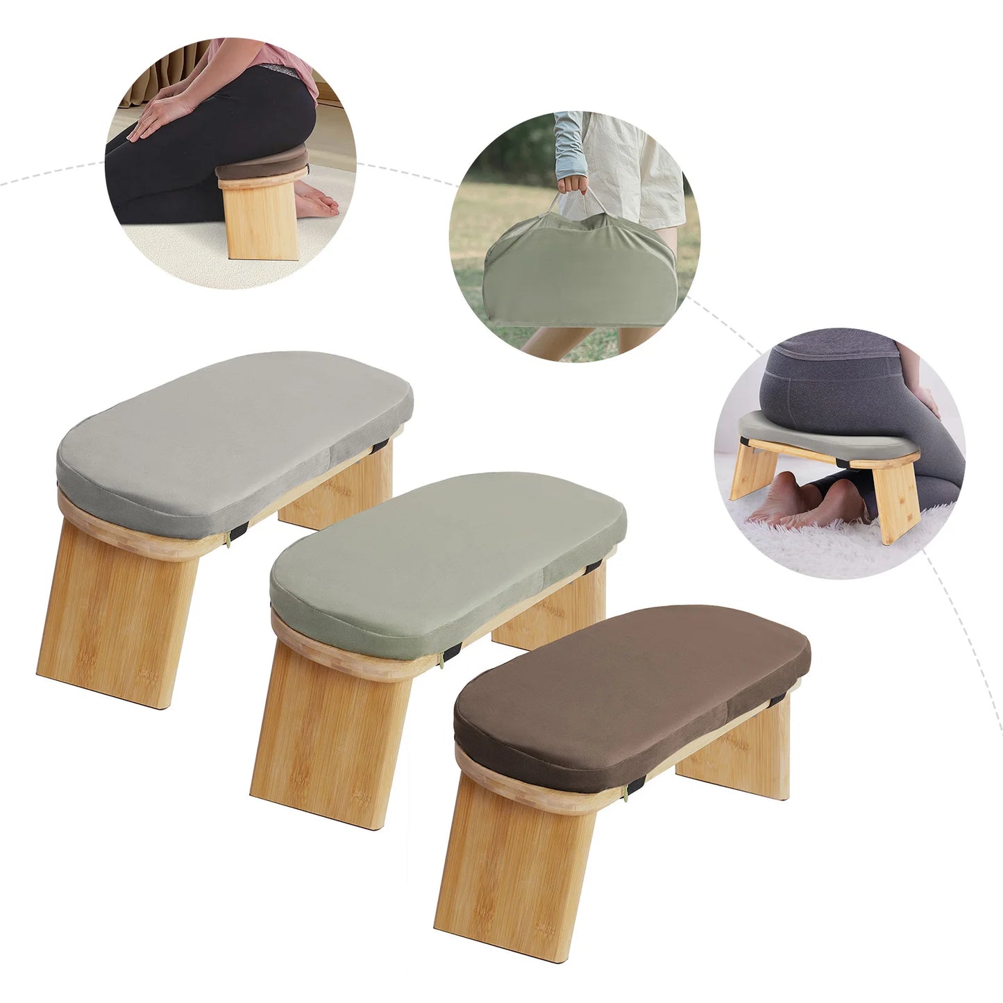 Bymaocar Foldable Ergonomic Meditation Bench Kneeling Stool