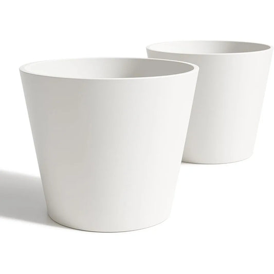 PremiumIndustrialResinStonePlanter TwoPack ExtraWide WeatherResistant Outdoor Pots