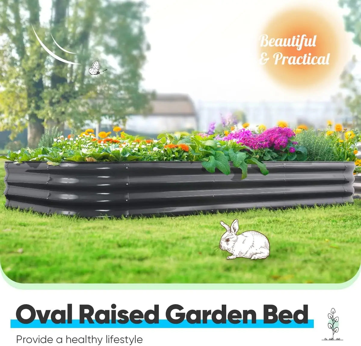 Quictent Galvanized Raised Garden Bed On Wheels For Outdoors