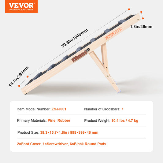 SucceBuy Dog Ramp Folding Ladder Anti Slip Adjustable Wooden Pet Ramp For Sofa Car Bed