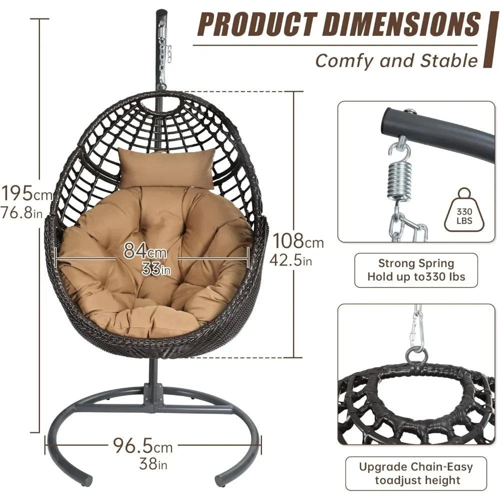 ZUIYU Hanging Egg Chair With Stand Rattan Swing Chair
