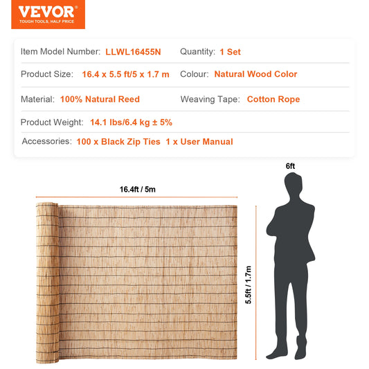 SucceBuy Natural Reed Fencing Roll OutdoorGardenPatio PrivacyScreen DividerPieceEnhancer