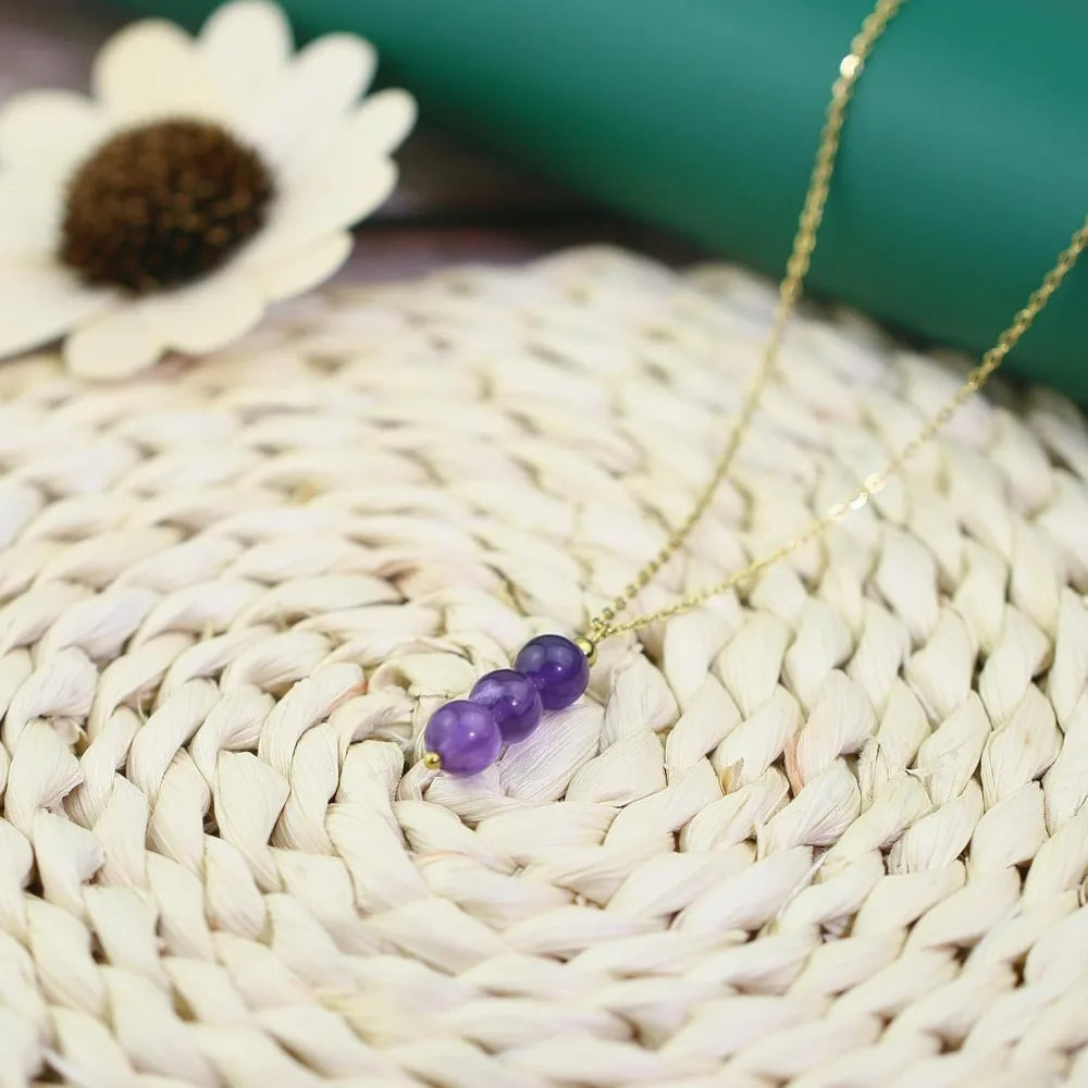 Zhejiang Amethyst Necklace 14K Gold Filled Crystal Pendant Birthstone