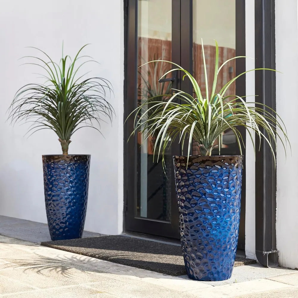 JIAOYING Tall Planter TwoPack HoneycombTextured WeatherproofUVProtected Modern Outdoor