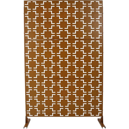 Metal Privacy Screen 76 Inch High 48 Inch Wide Decorative Freestanding Outdoor Divider With Stand Panels