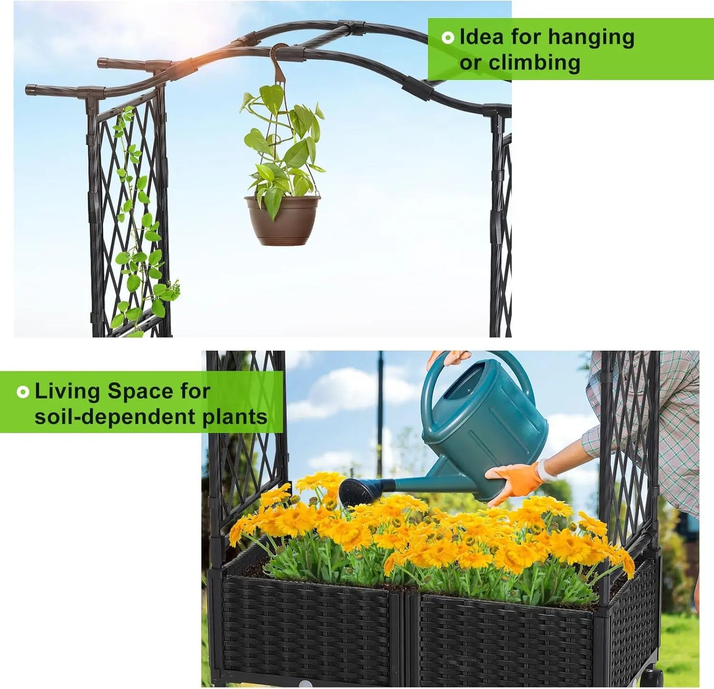 Raised Garden Bed Trellis Planter Two Pack