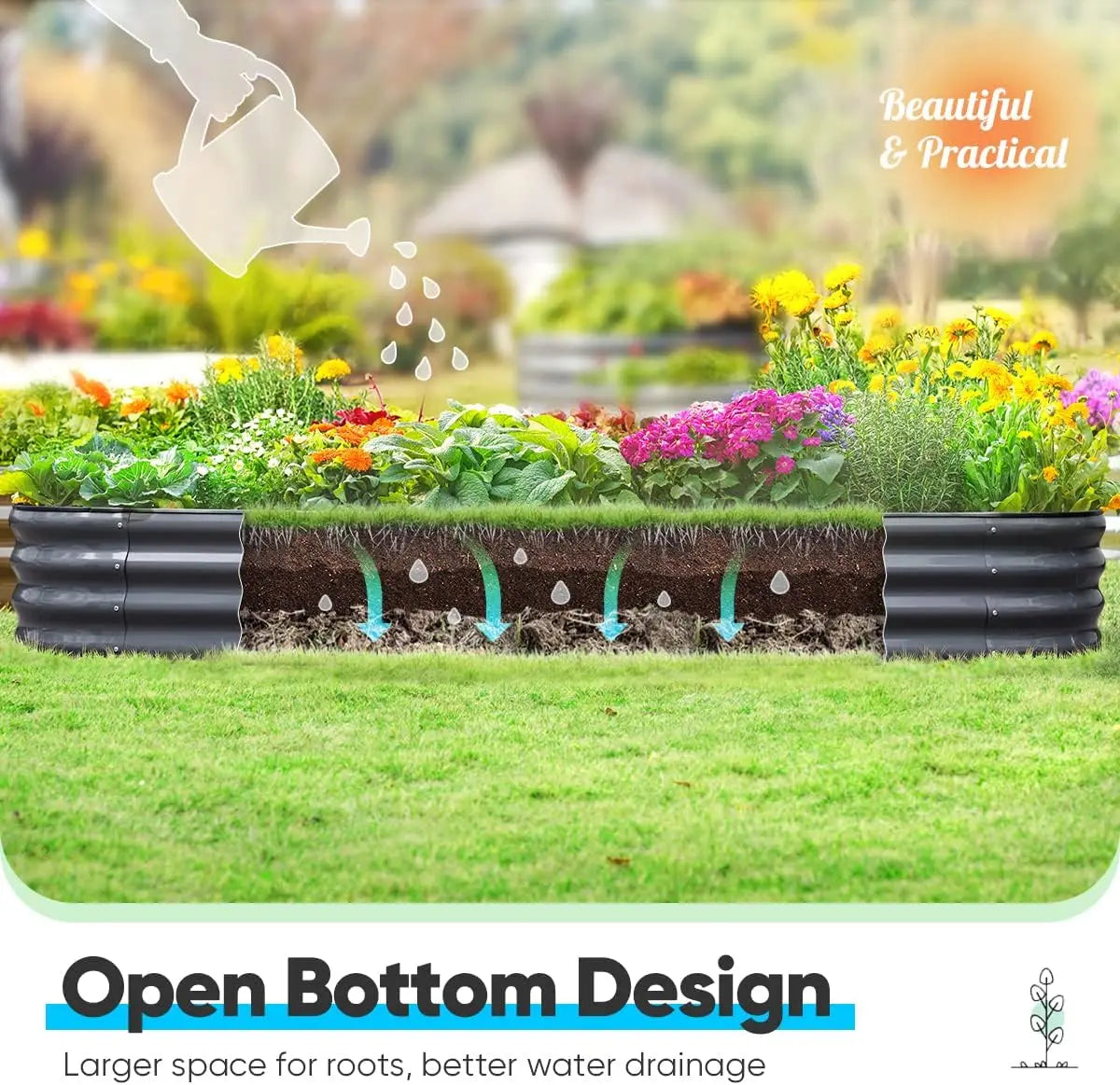 Quictent Galvanized Raised Garden Bed On Wheels For Outdoors