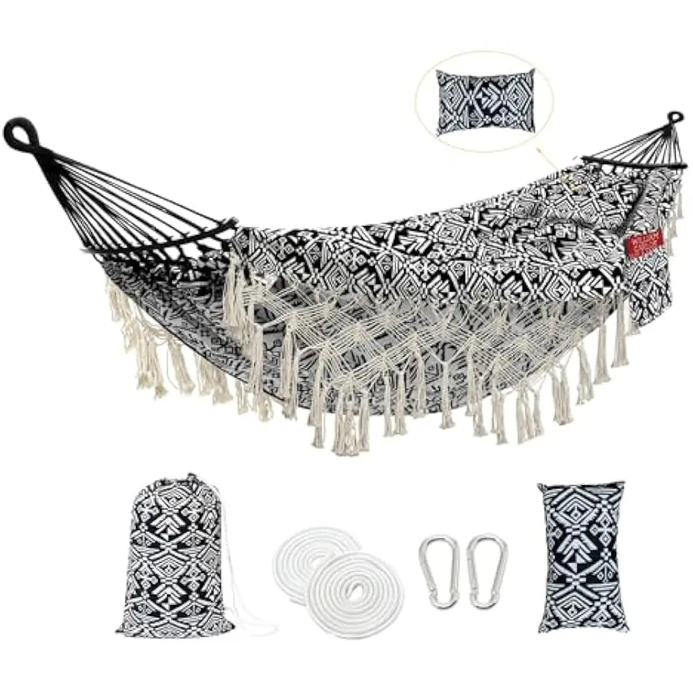 General Portable Brazilian Tree Hammock With Tassel And Carry Bag For Outdoor Bedroom Garden Backyard Patio Cotton