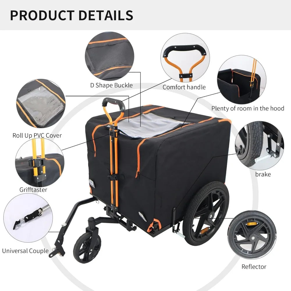 Adigyco Foldable Pet Jogging Stroller Bicycle Trailer For Small Pets