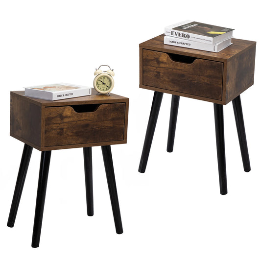 General Use Contemporary Morocco Midcentury SolidOakWood SideTable With Storage Drawer