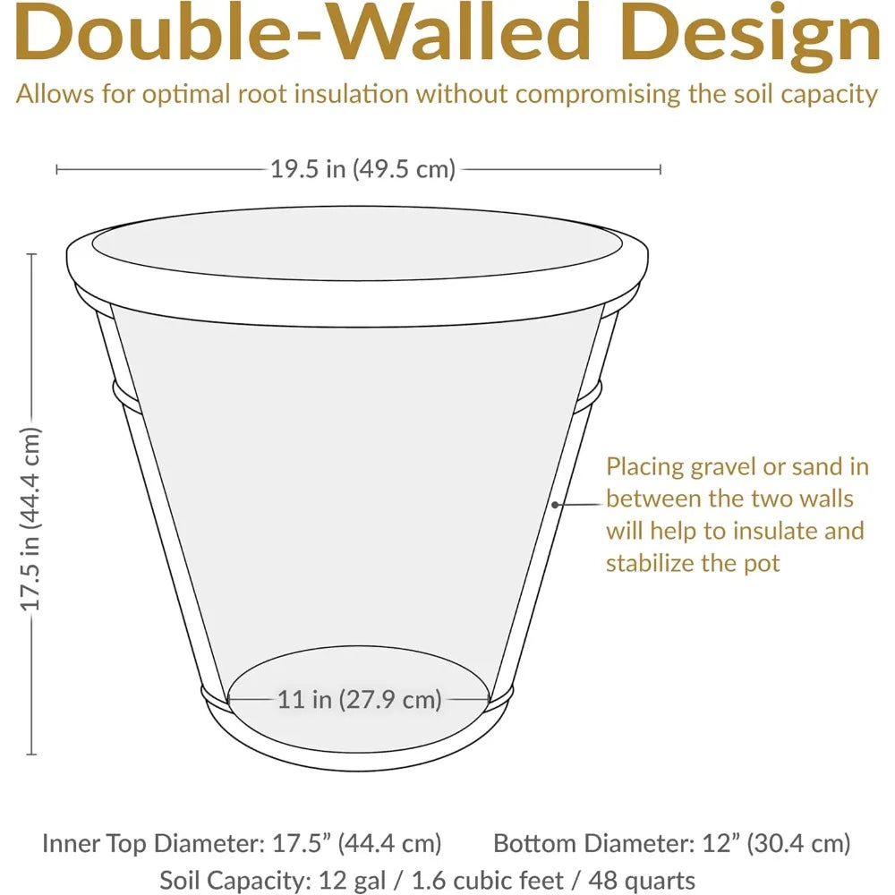 Arabella Large Polyresin Outdoor Plant Pot With Drainage