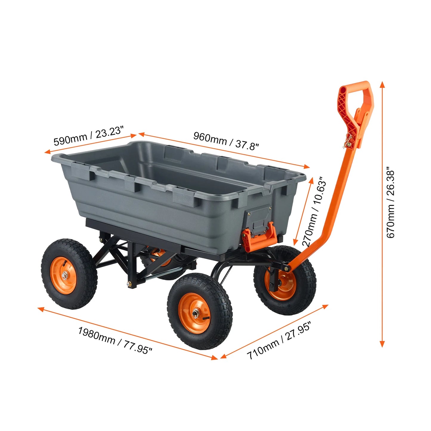 SucceBuy Poly Garden Dump Cart Durable 2 In 1 Handle