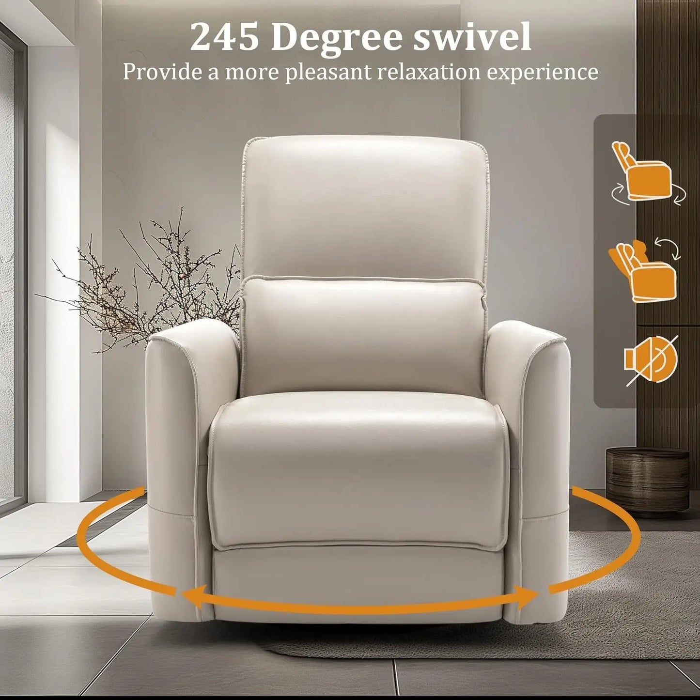 XMSJ Glider Recliner Chair Power Rocker USB Type-C Ports