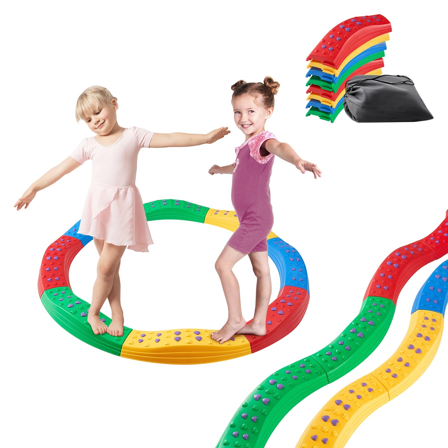 SucceBuy Kids Balance Beam Toddler Stepping Stones Non Slip Outdoor
