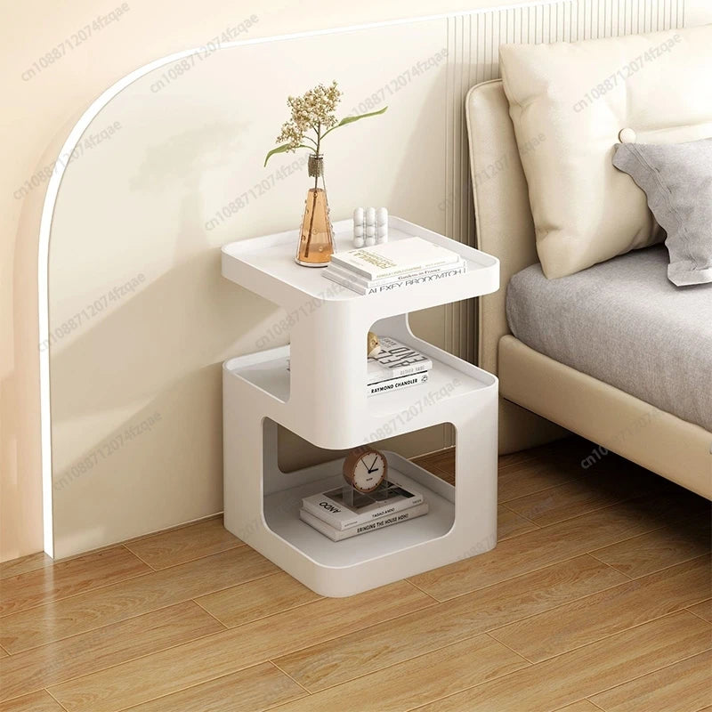 Function Minimalist Iron Bedside Shelf Nightstand For Home Office Storage