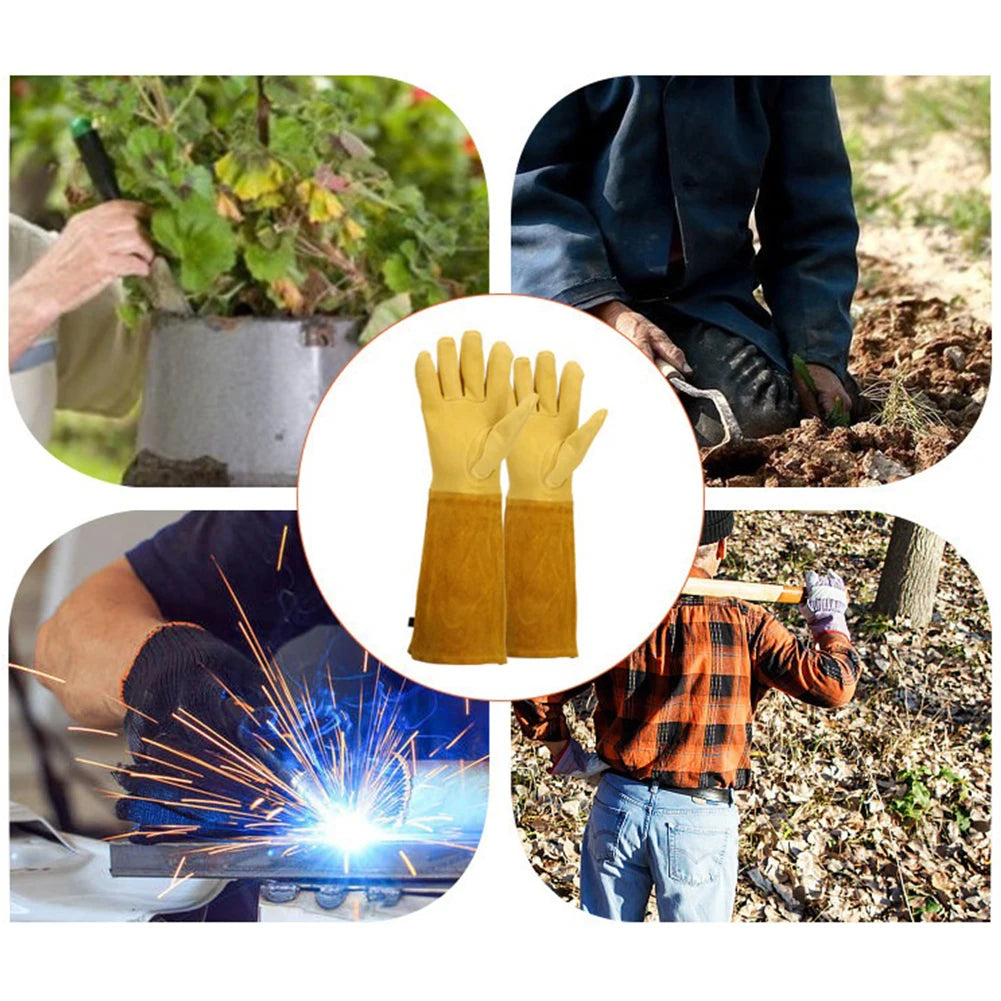 ALLOET Thorn Proof Premium Full Grain Leather Gardening Gloves ForearmProtection