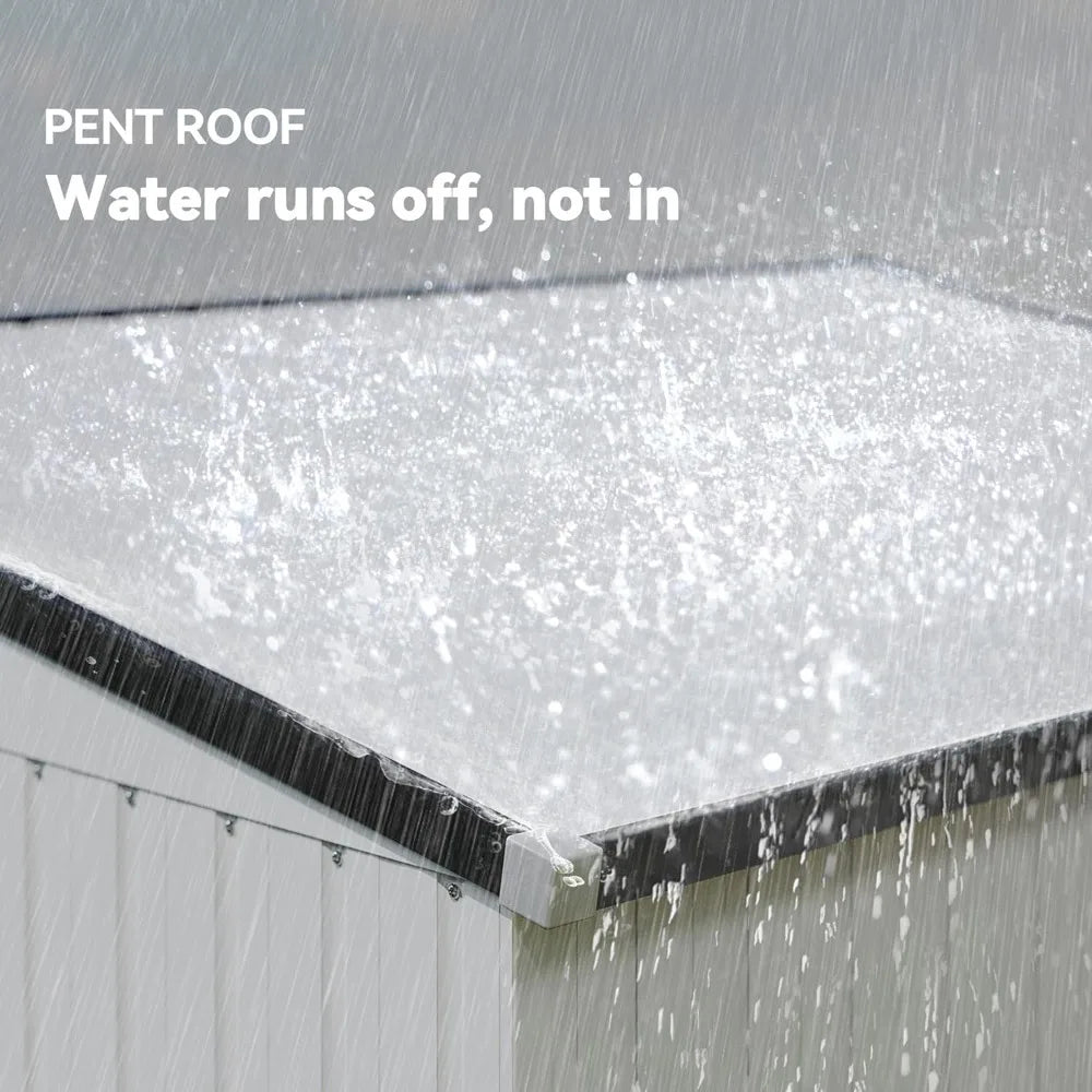4' x 6' Metal Outdoor Storage Shed Lean-To With Lockable Door And Two Air Vents For Garden Tools
