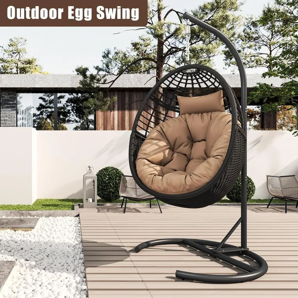 ZUIYU Hanging Egg Chair With Stand Rattan Swing Chair