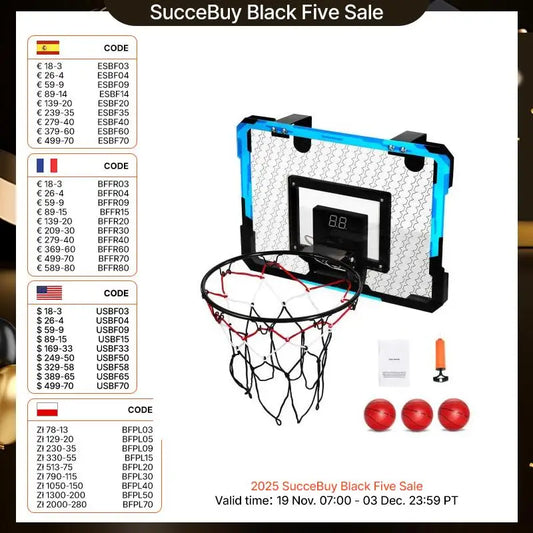 SucceBuy Kids Foldable Wall Mount Outdoor Indoor Basketball Hoop