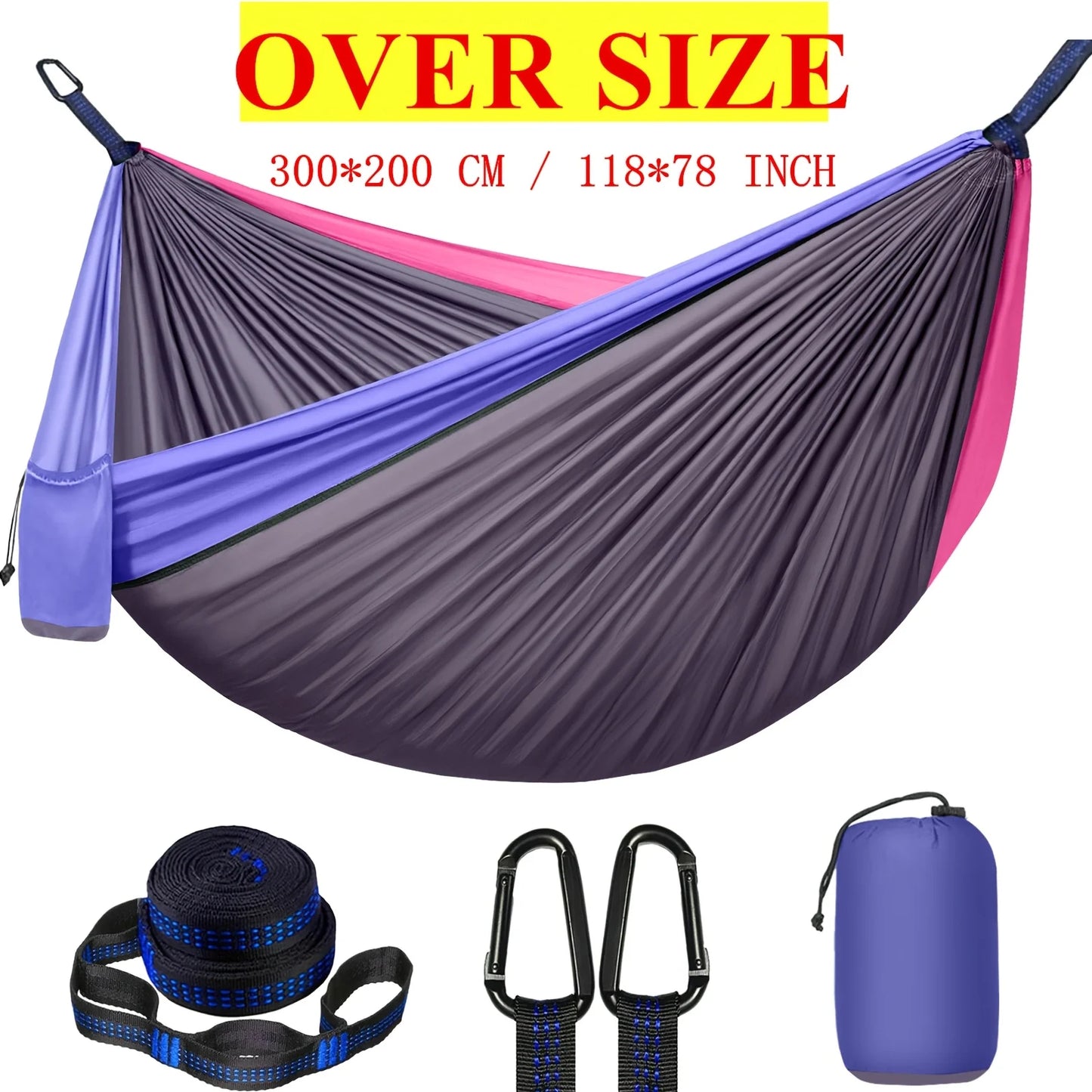Camping Hammock With Nylon Parachute Fabric Portable Outdoor Double