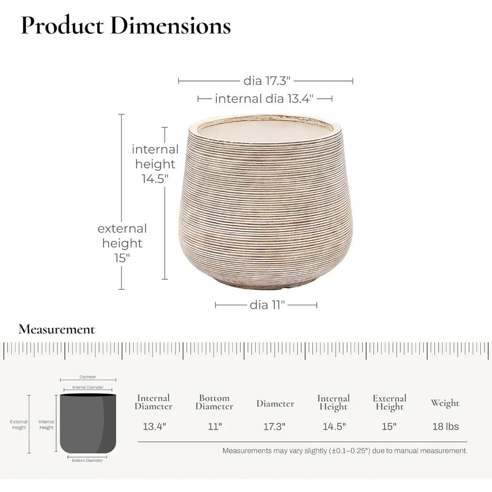 Dia Round Planters With Drainage Holes Distressed Concrete