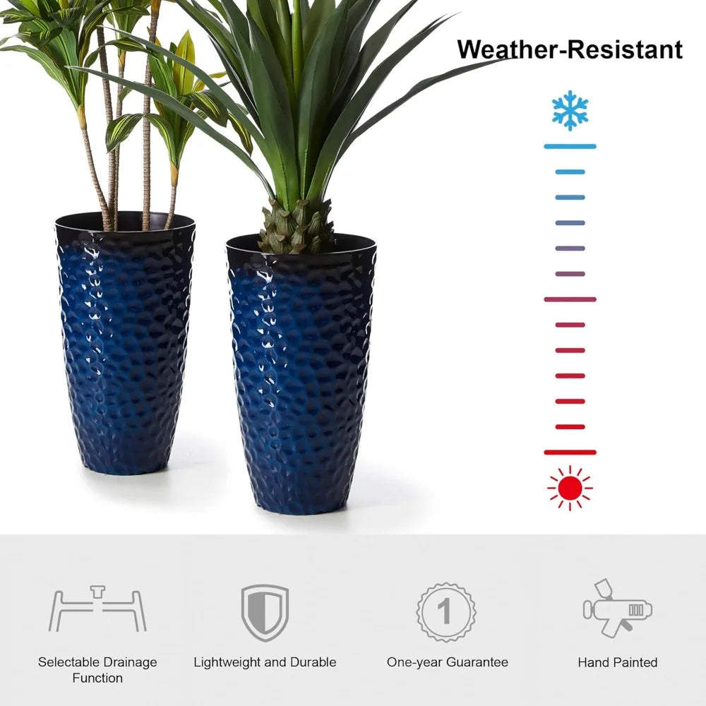 JIAOYING Tall Planter TwoPack HoneycombTextured WeatherproofUVProtected Modern Outdoor