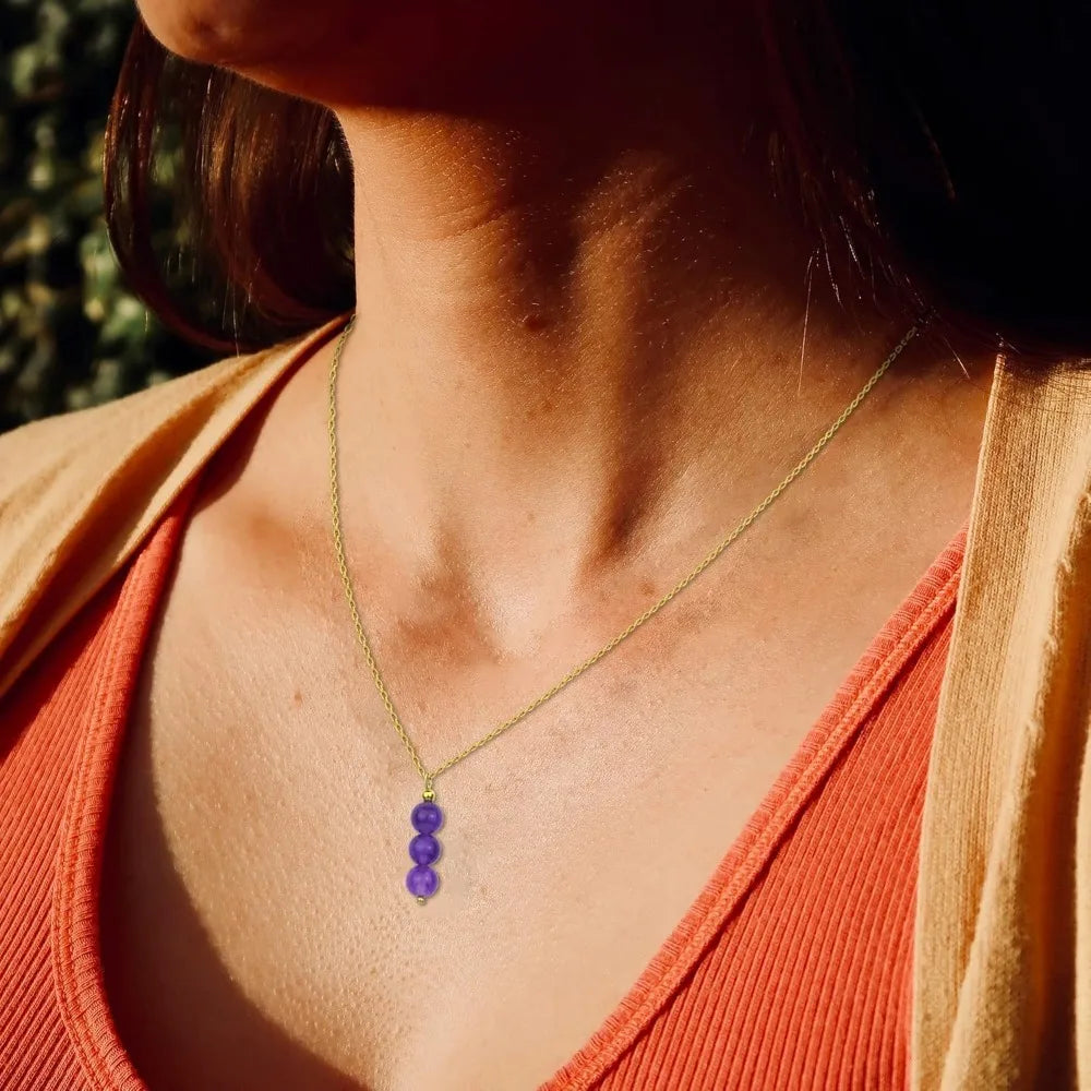 Zhejiang Amethyst Necklace 14K Gold Filled Crystal Pendant Birthstone