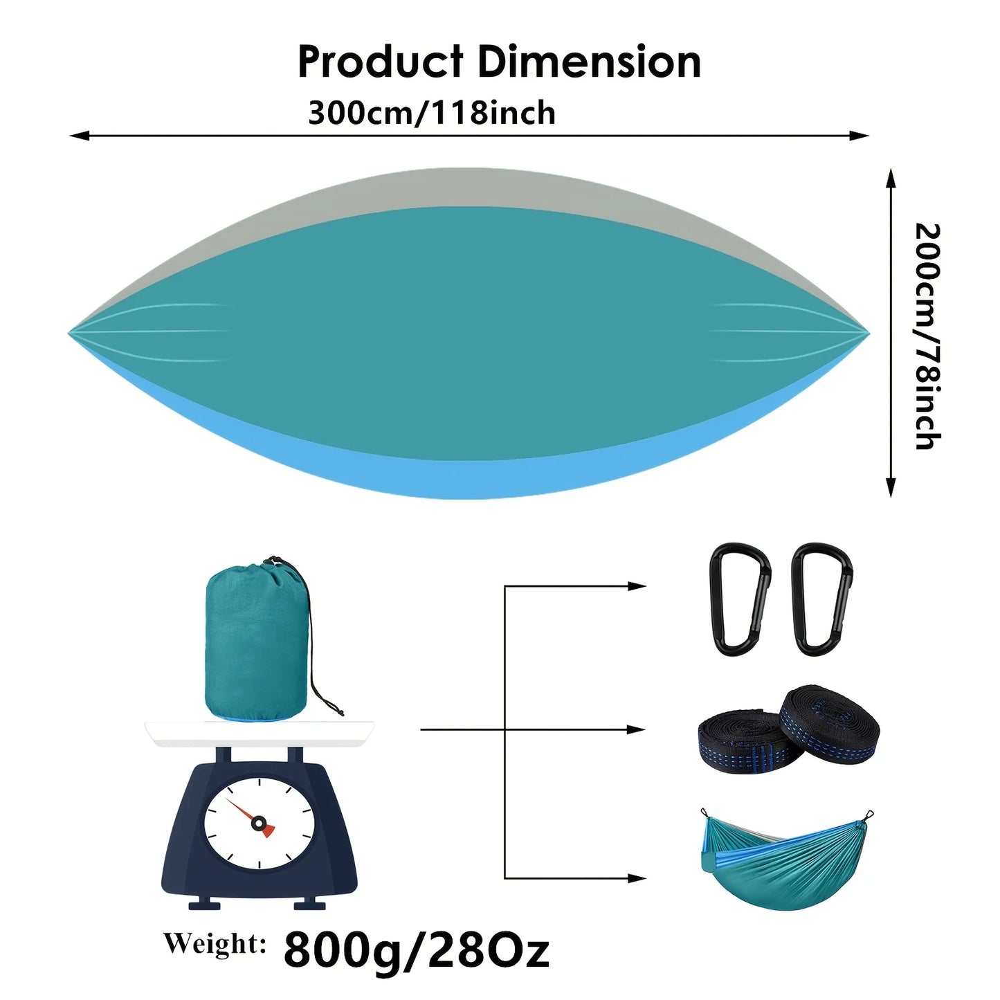 Camping Hammock With Nylon Parachute Fabric Portable Outdoor Double