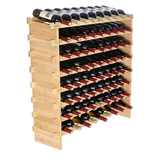 SucceBuy 8 Tier Stackable Bamboo Wine Rack Free Standing