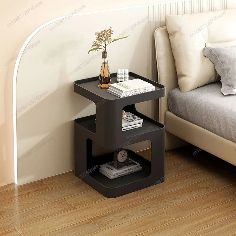 Function Minimalist Iron Bedside Shelf Nightstand For Home Office Storage