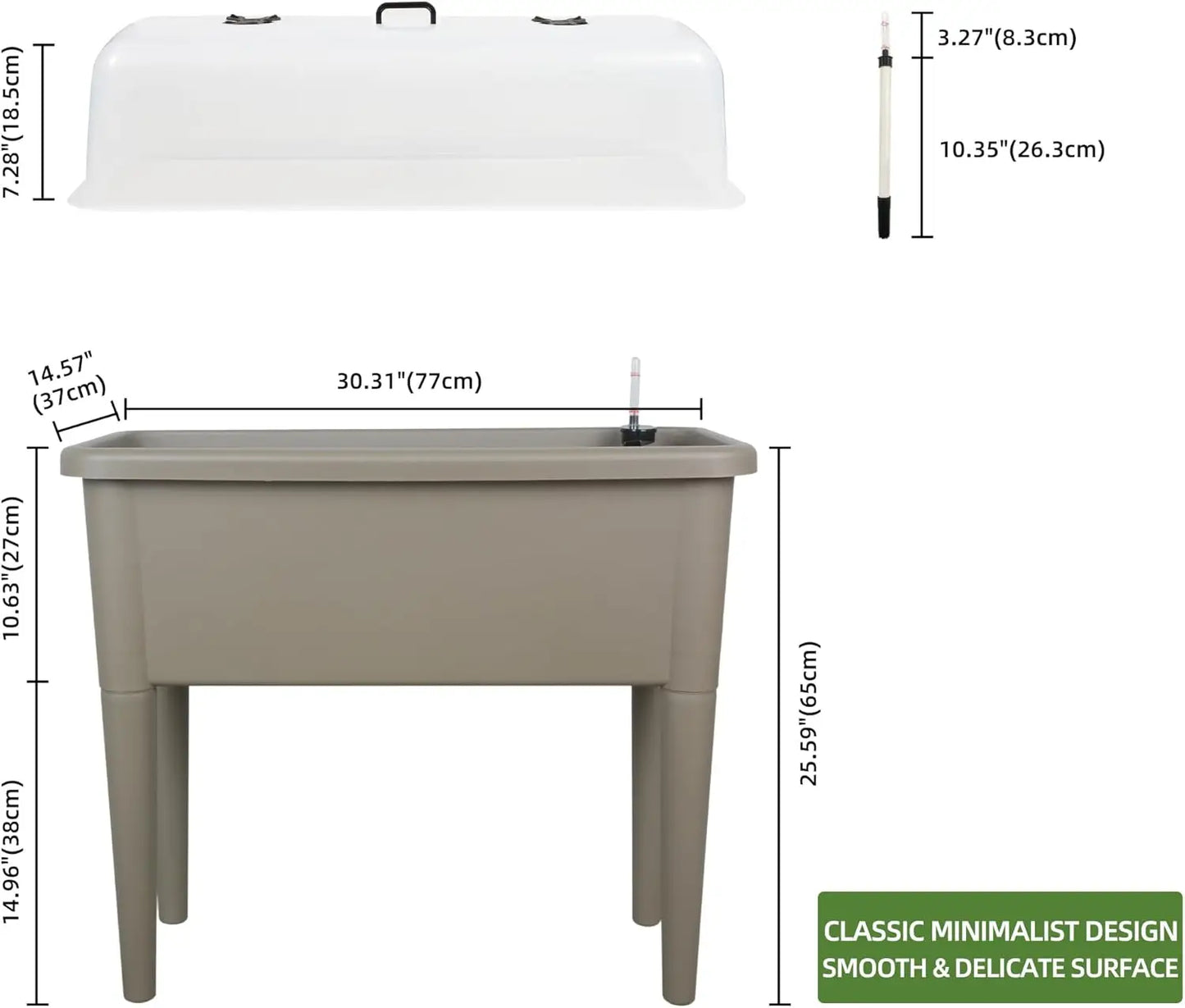Finishing 13.2 Gallon Self Watering Raised Garden Bed With Ventilation Transparent Lid Greenhouse