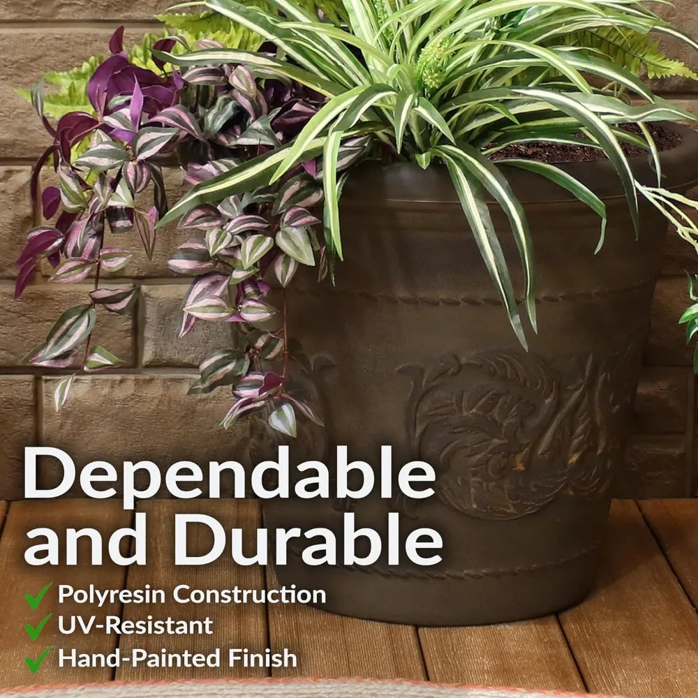 Arabella Large Polyresin Outdoor Plant Pot With Drainage