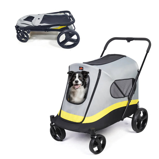 Foldable Dog Stroller With Four Heavy Wheels