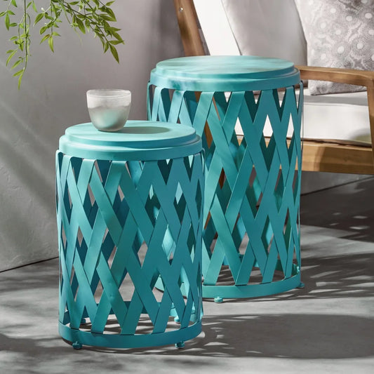 Hign-concerned Two Tables Outdoor Lattice Design Side Tables
