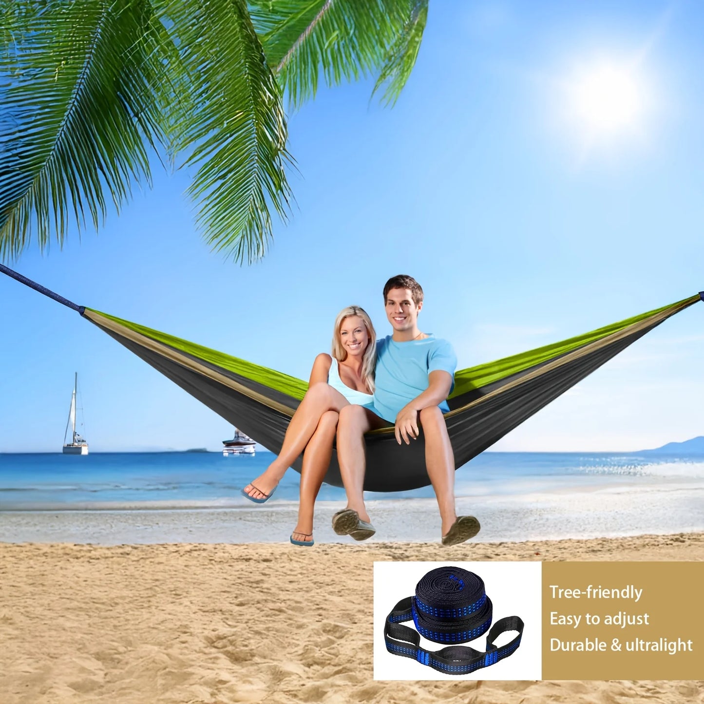 Camping Hammock With Nylon Parachute Fabric Portable Outdoor Double