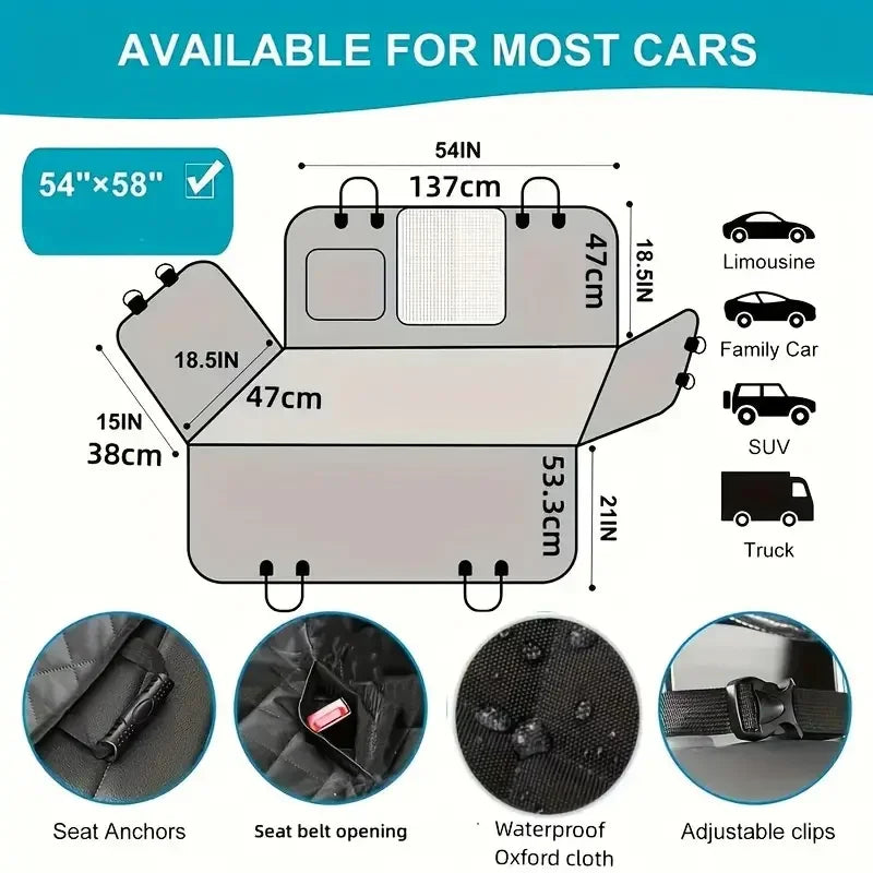 AllWeatherProof ExtremeGrade Waterproof Dog CarSeatProtection HammockNonslip UltraDurable VehicleReady BackSeatGuard