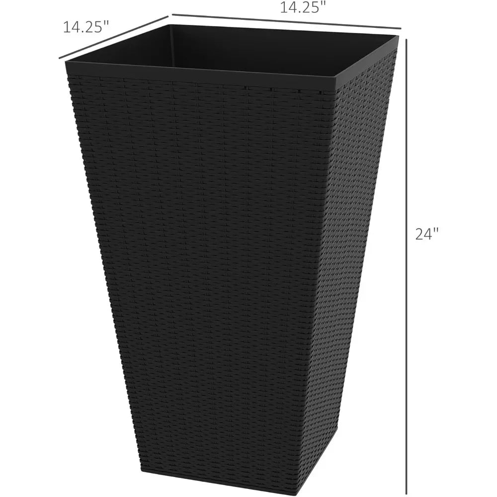 HighConcerned Weatherproof Outdoor Planter Set of Three Tall Durable DrainageHoles