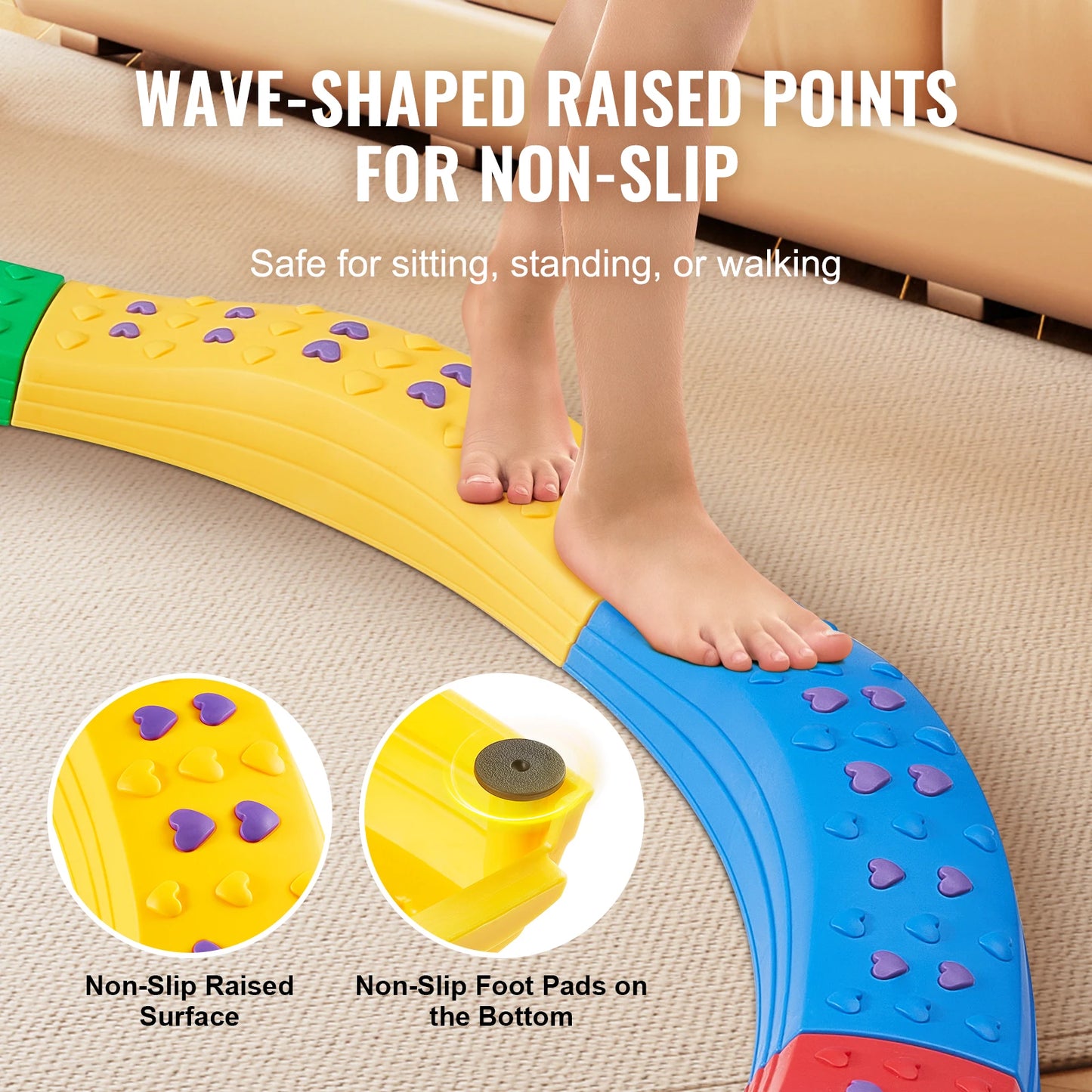 SucceBuy Kids Balance Beam Toddler Stepping Stones Non Slip Outdoor