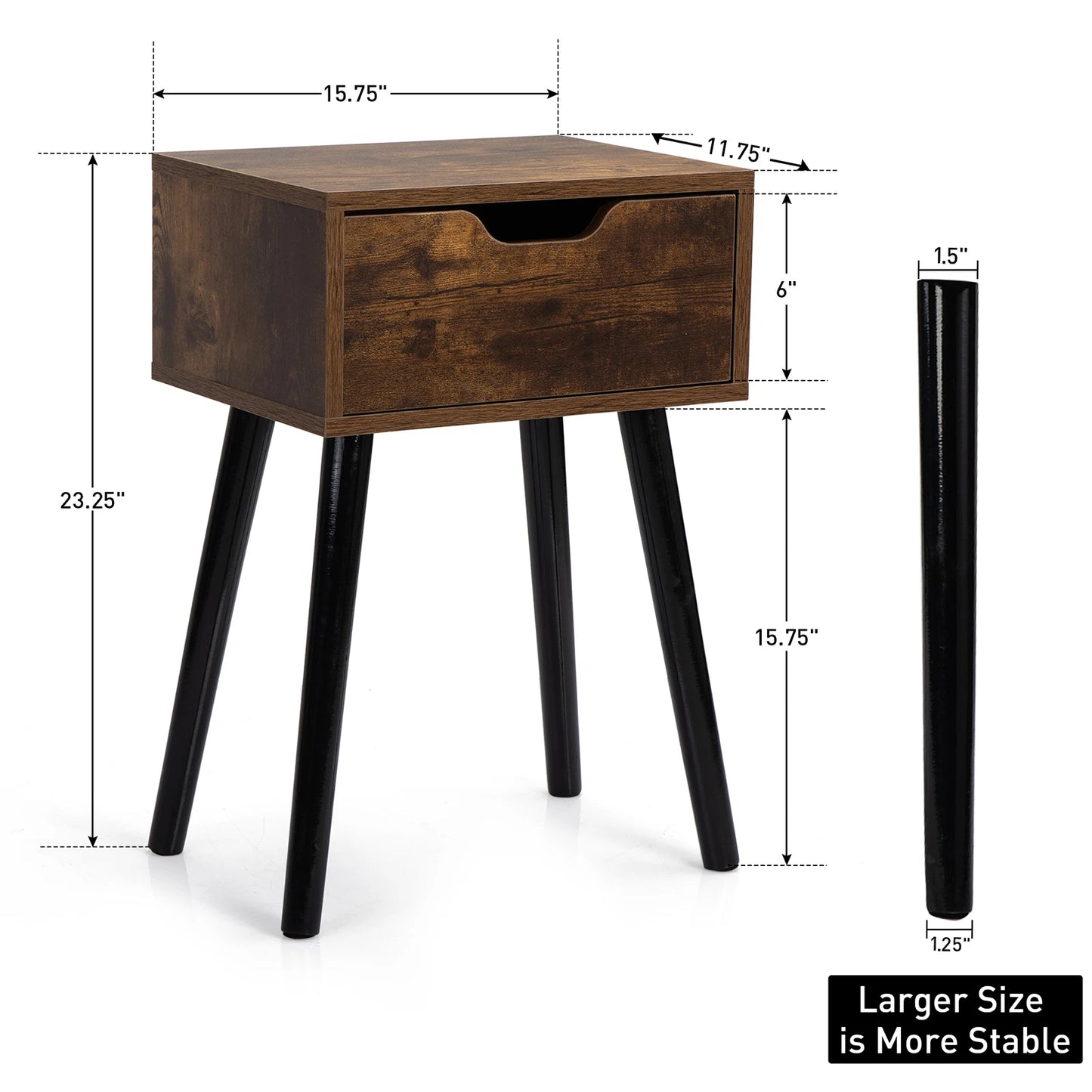 General Use Contemporary Morocco Midcentury SolidOakWood SideTable With Storage Drawer