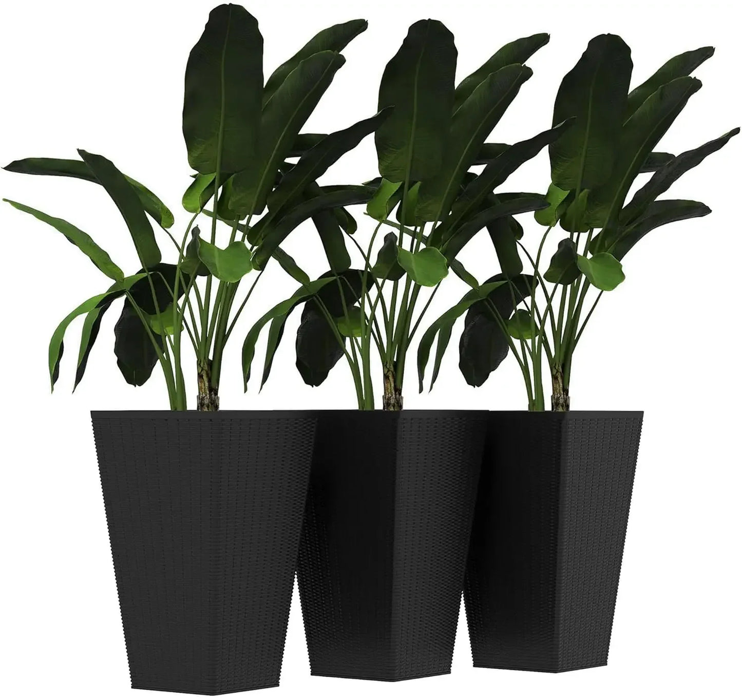 HighConcerned Weatherproof Outdoor Planter Set of Three Tall Durable DrainageHoles