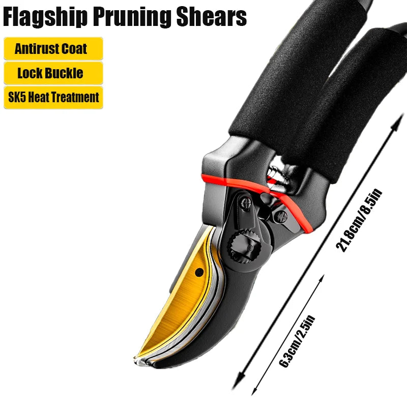 Garden Hand Pruners With SK5 Steel Blades Bypass Pruner