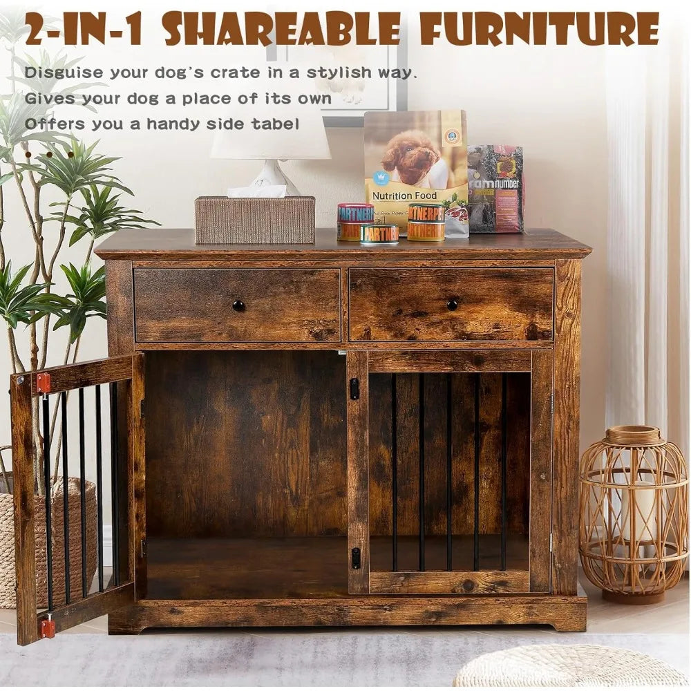HUANZHUANG PremiumDurableIndustrial Wooden Dog Crate End Table With Lockable Drawers